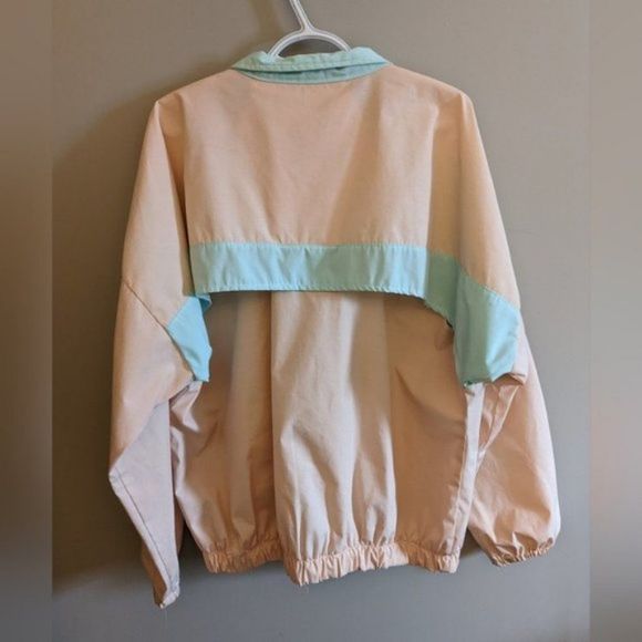 XL Saskatoon Peach Blue Wind Breaker Jacket Cute Flower - Picture 2 of 3